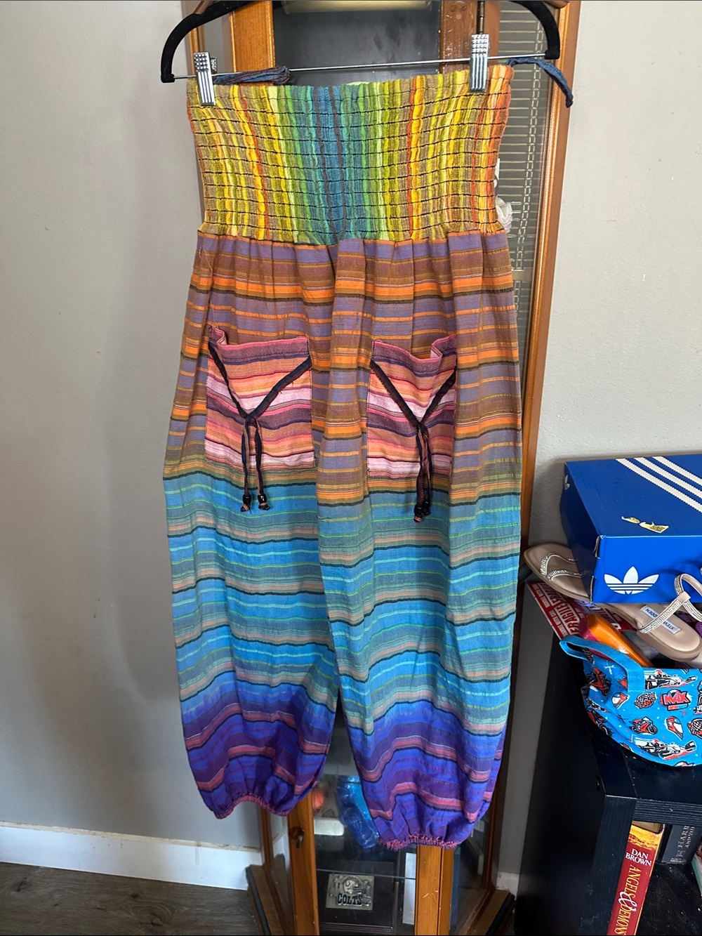 Colorful Striped Smocked Waist Harem Pants